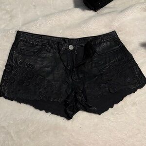 Blank NYC Faux Leather Fancy Trim Women Shorts